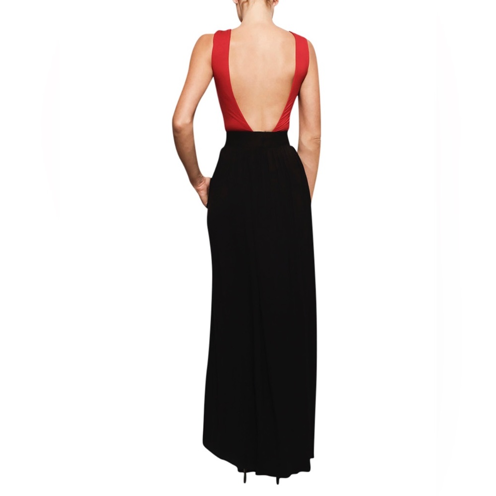 NWT Black Belted Backless Gown Dress Prom Wedding Jersey Audrey Hepburn Style